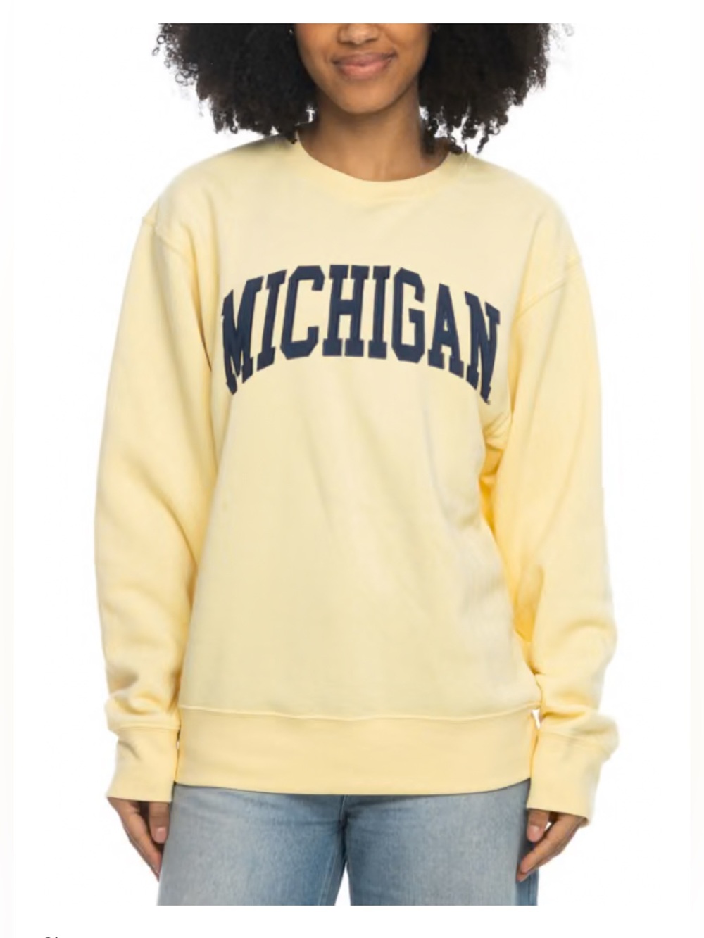NWOT MICHIGAN WOLVERINES WOMENS
YELLOW SPORT FLEECE CREW SWEATSHIRT, SZ: L